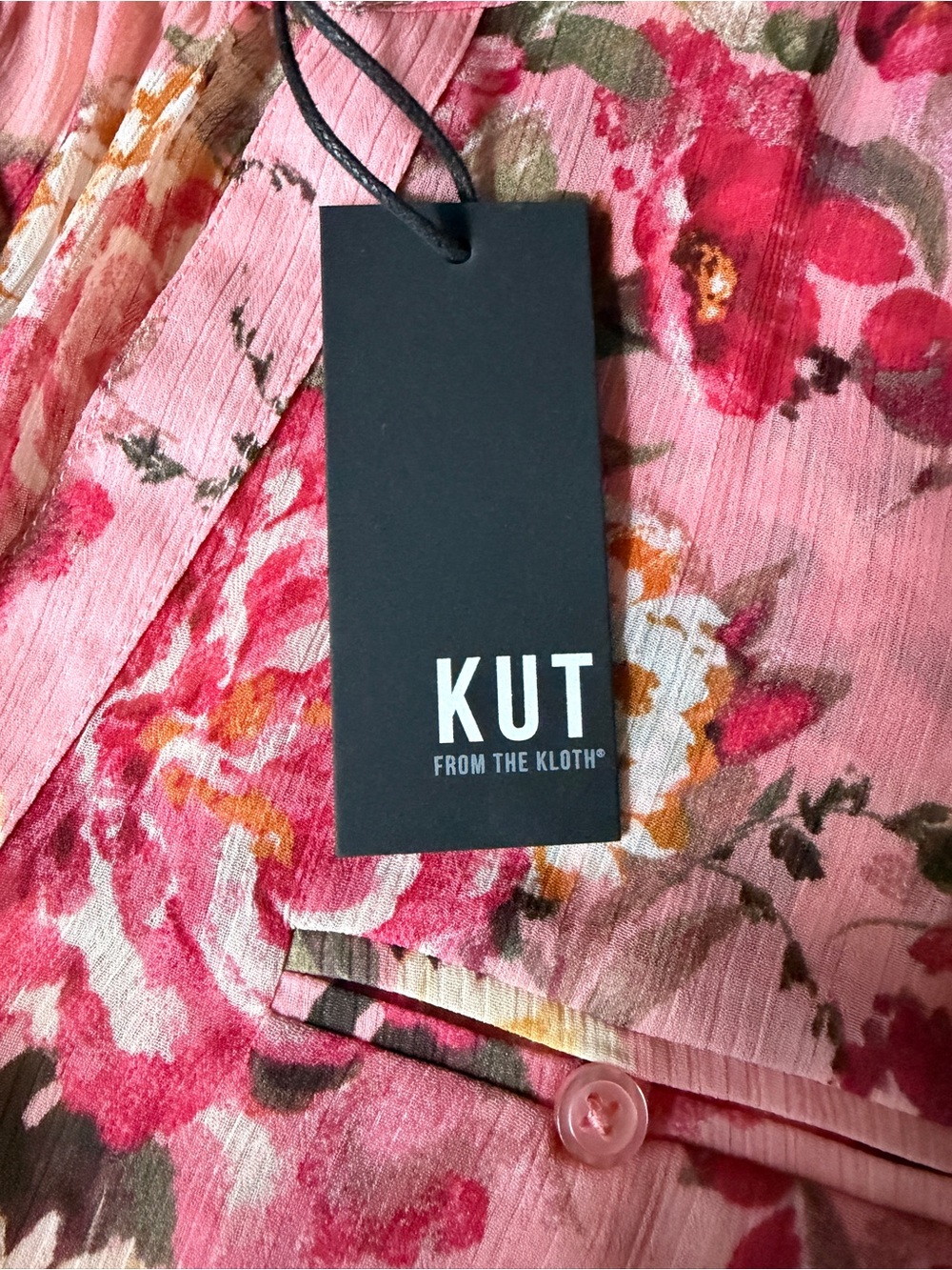 NEW Kut From the Kloth Jasmine Chiffon Blouse Floral Sheer Long Sleeved Shirt, L - Picture 10 of 12
